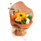 Standing Soap Flower Bouquet - Orange - Click Image to Close