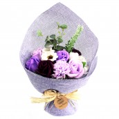 Standing Soap Flower Bouquet - Purple - Click Image to Close