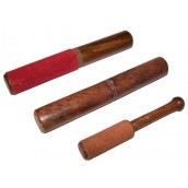 Wooden Singing Bowl Stick with Red Velvet Detail - Approx. 19cm