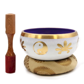 Large Yin & Yang Singing Bowl Set- White/Purple 14cm - Click Image to Close