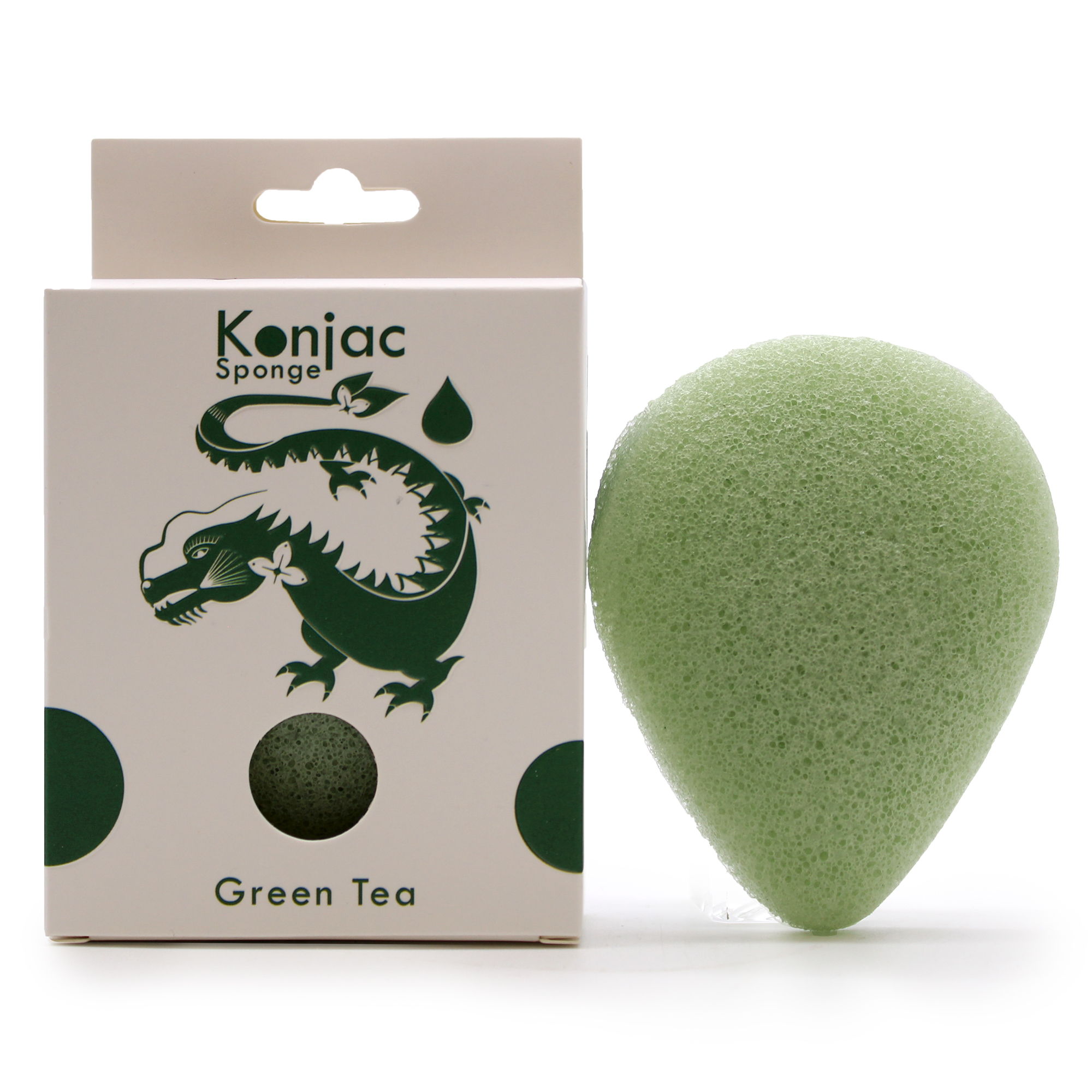 2 x Teardrop Konjac Sponges - Green Tea - Protective - Click Image to Close