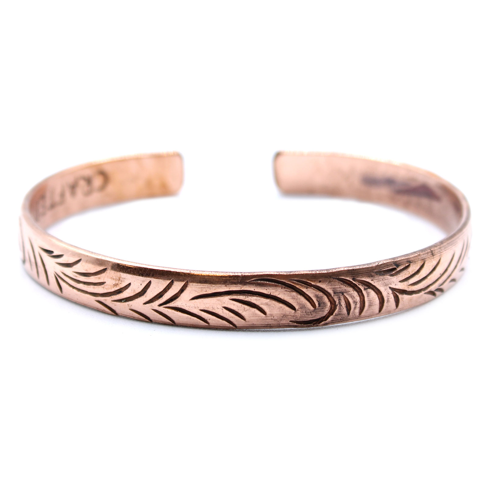 Copper Tibetan Bracelet - Slim Tribal Swirls - Click Image to Close