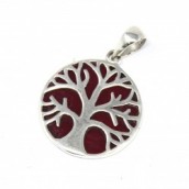 Tree of Life 925 Silver Pendant 22mm - Coral Effect - Click Image to Close