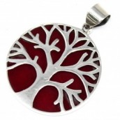Tree of Life 925 Silver Pendant 30mm - Coral Effect - Click Image to Close