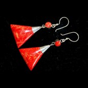Triangle Double Drop Coral Earrings