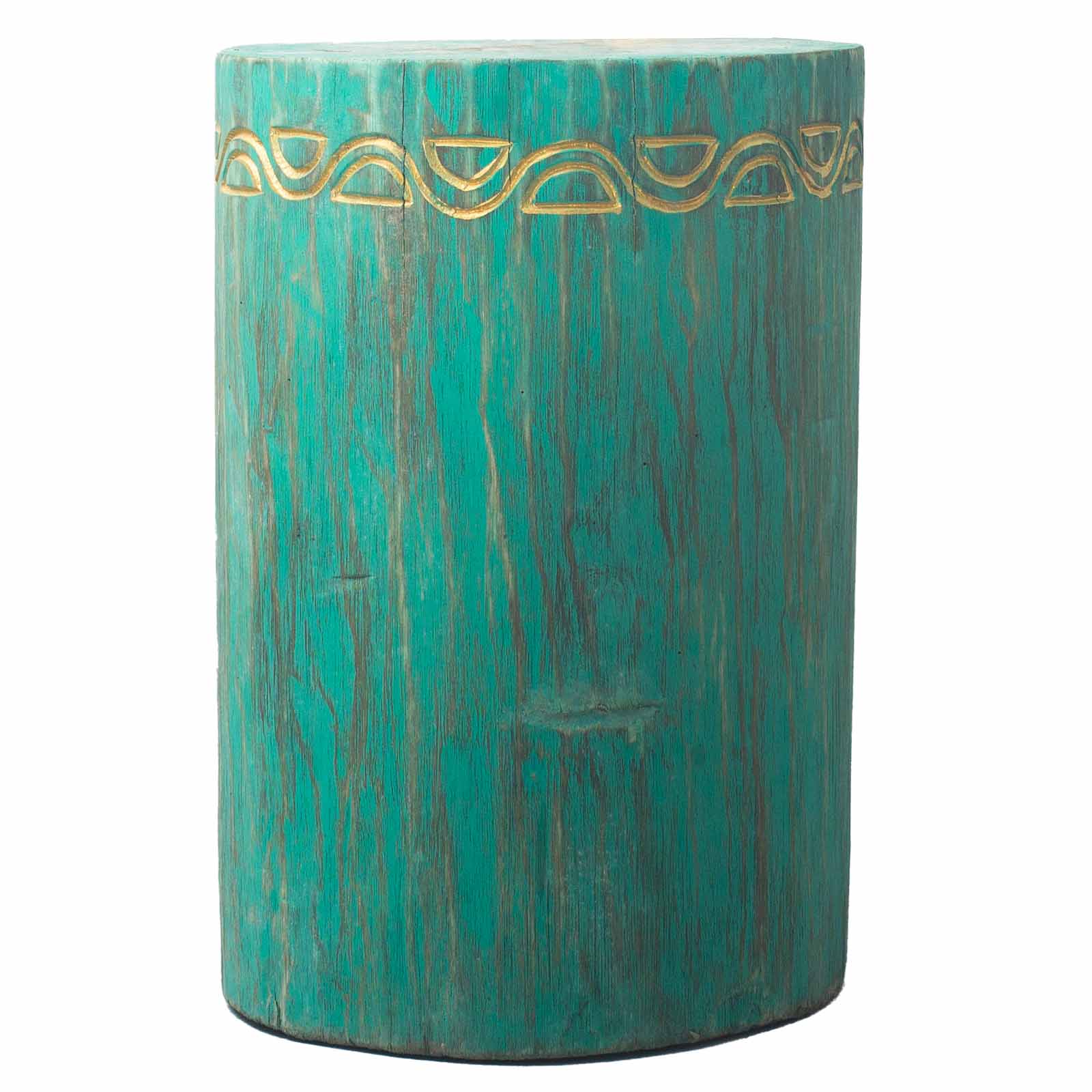 Tribal Stool / Table - Albasia - Turquoise - Click Image to Close