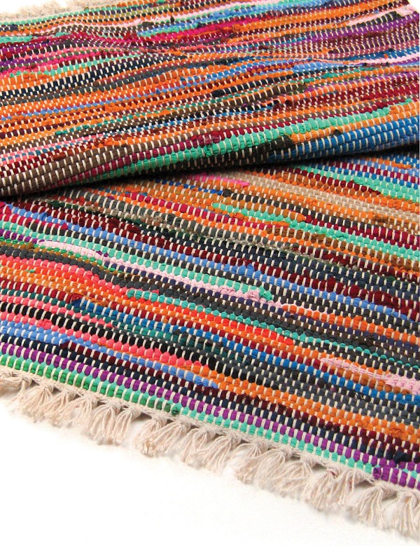 155 x 90cm Luxury Rag Rug - Natural - Click Image to Close