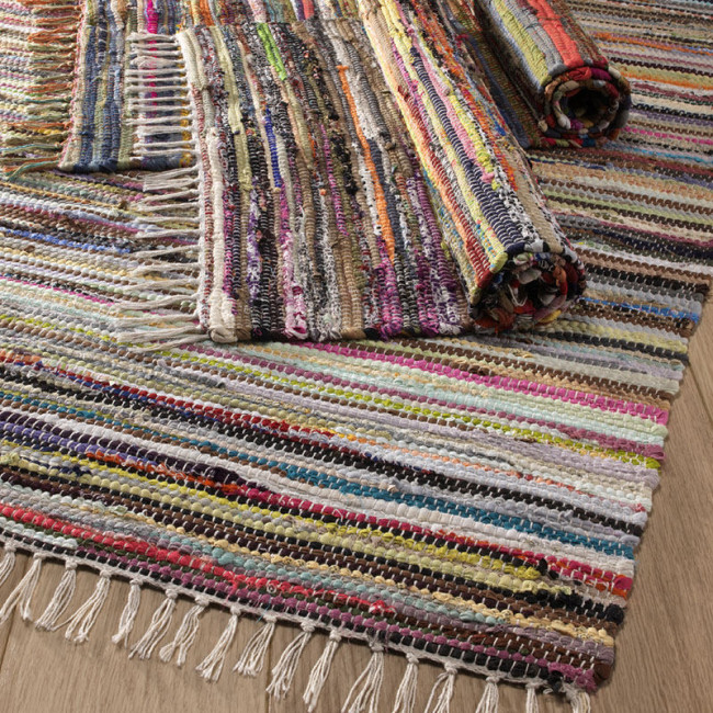 156 x 90cm Ultra Luxury Rag Rug - Natural - Click Image to Close