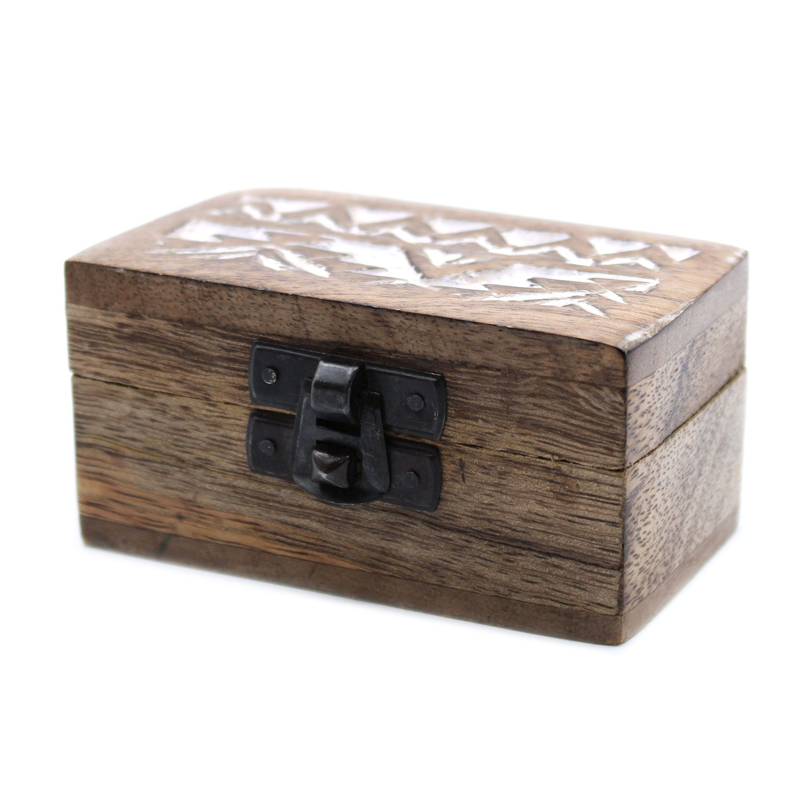 White Washed Wooden Box - Pill Box Slavic Design - Click Image to Close