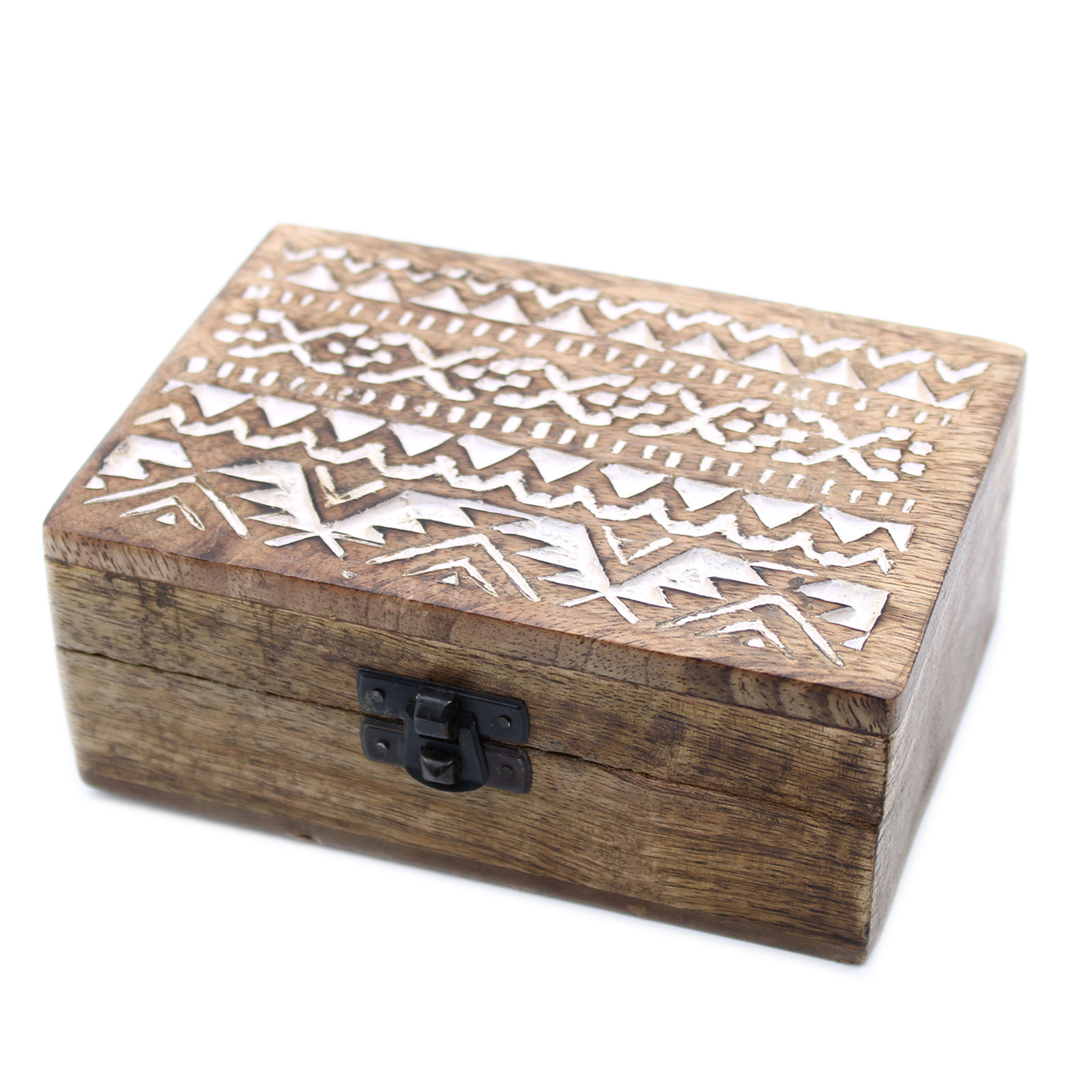 White Washed Wooden Box - 6 x 4 Slavic Design