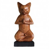 Handcarved Yoga Cat - Lotus - Click Image to Close