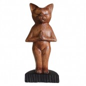 Handcarved Yoga Cat - Standing - Click Image to Close